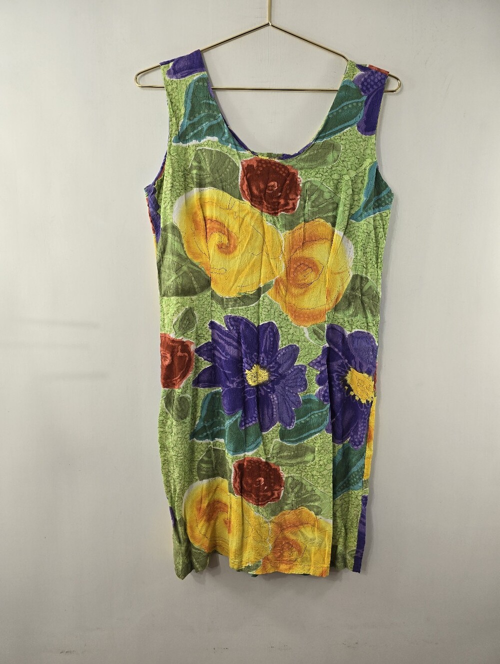 Jams World Sleeveless Floral Flower Crinkle Print Multicolor Sheath Dress Size L